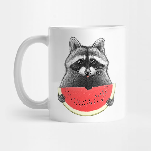 Raccoon eating watermelon by NikKor